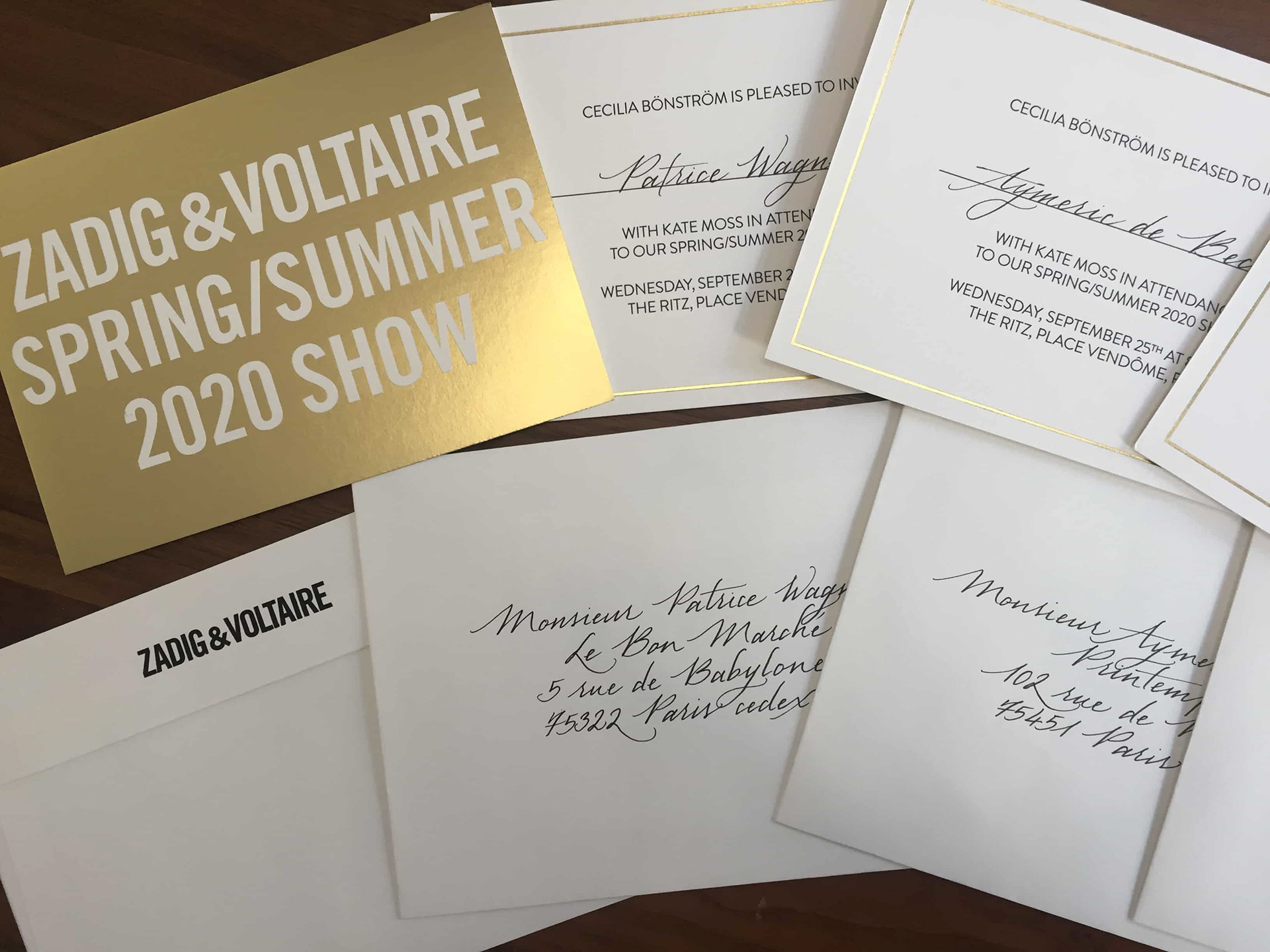 calligraphie notes pour défilé zadig & voltaire