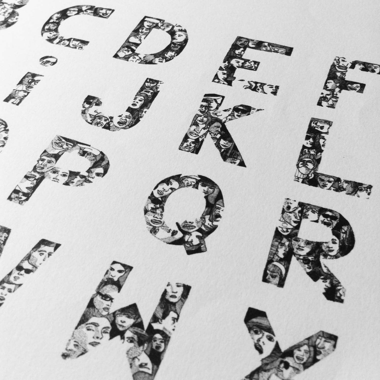 Détail abécédaire de visages pour Woyster Gadget Fanzine