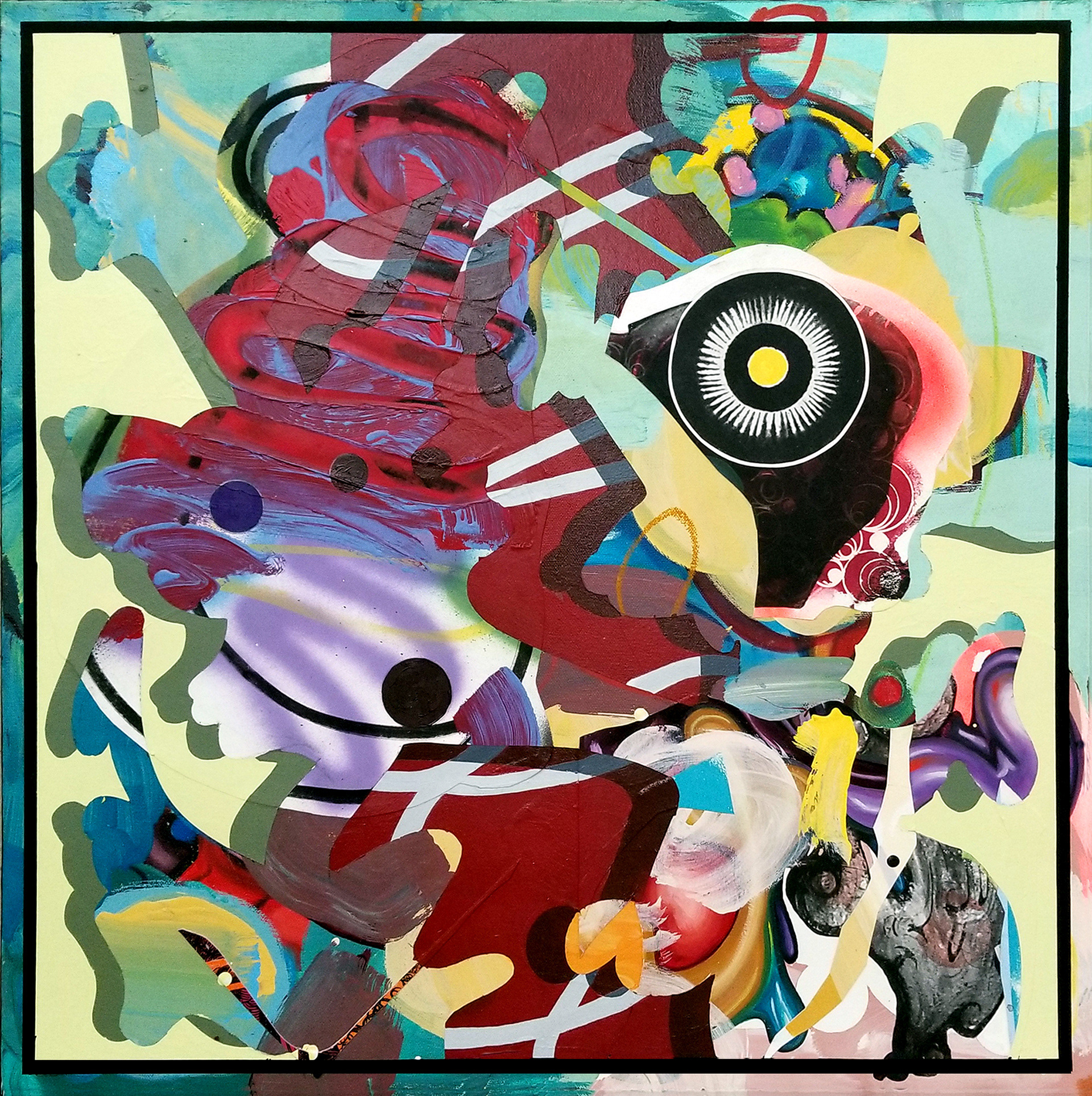 Not Really Sleeping, Not Really Dead, 2019, 36" x 36" mixed media on canvas
